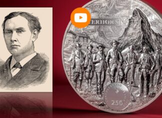 moneta per il cervino cit svizzera 250 franchi due chili argento record altorilievo mattehorn ascsa alpinismo 1865 numismatica edizione limitata