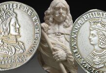mezzo filippo nuziale moneta argento milano rarità numismatica spagna matrimonio sposi velazquez governatore vanità propaganda bellezza
