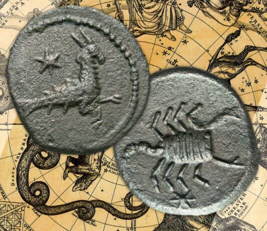 il capricorno e lo scorpione segni zodiaco oroscopo imperatore roma augusto tiberio adozione numismatica moneta cipro rarità collezione