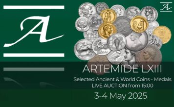 asta rtemide lxiii monete medaglie moneta medaglia numismatica medaglistica oro argento bronzo roma grecia medioevo regno d'italia lira lire rarità deamoneta live
