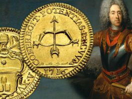 scudo dell'arco spezzato rarissima moneta oro papa clemente xi albani zecca di roma eugenio di savoia assedio belgrado 1717 guerra austria turchia