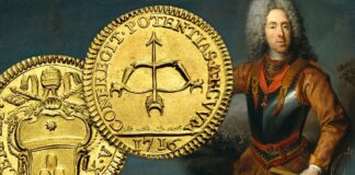scudo dell'arco spezzato rarissima moneta oro papa clemente xi albani zecca di roma eugenio di savoia assedio belgrado 1717 guerra austria turchia