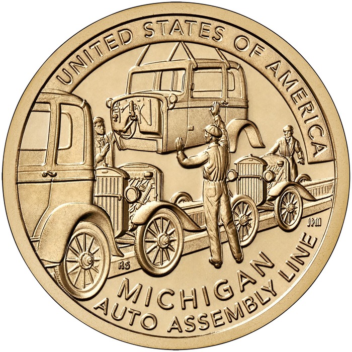 dollari innovazione usa monete dollaro michigan texas arkansas florida space shuttle ford automotive us navy numismatica