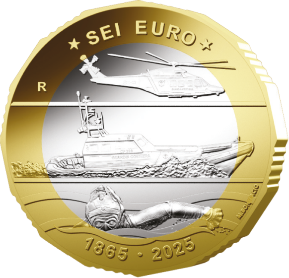 capitanerie di porto guardia costiera moneta ipzs 6 euro bimetallica collezione numismatica 2025 marta bonifacio soccorso mare protezione migranti