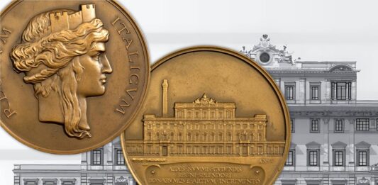 palazzo della zecca di stato ipzs via principe umberto roma 1911 medaglia attilio silvio motti ristrutturazione sam progetto italia turrita laura cretara lire