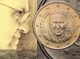 morte papa francesco bergoglio euro monete ritratto stemma numismatica collezione ricordo sorriso covid