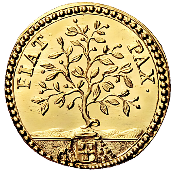 scudo della pace moneta oro clemente xi papa albani fiax pax ulivo guerra di successione spagnola storia numismatica