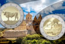 2 euro di malta 2025 monete collezione maria anna frisone noel galea bason bimetallica commemorativa tiratura limitata numismatica bue maltese mdina medina città fortezza