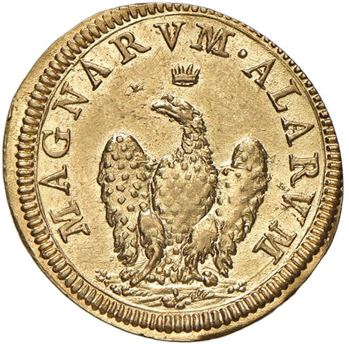 aquila dalle grandi ali papa innocenzo xiii conti di segni scudo oro kruso-art asta numismatica moneta fior di conio
