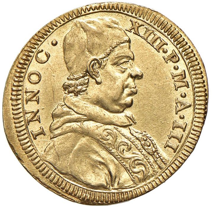 aquila dalle grandi ali papa innocenzo xiii conti di segni scudo oro kruso-art asta numismatica moneta fior di conio