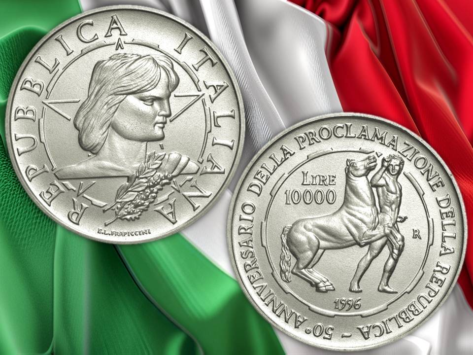 lire commemorative per la repubblica 2 giugno 1946 referendum democrazia costituzione tricolore bandiera inno patria nazione monete collezione zecca roma ipzs