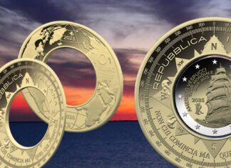 prima moneta oblò italiana 10 euro ciambella amerigo vespucci ipzs sold out numismatica collezione emanuele ferretti nave scuola