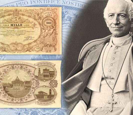cedole del giubileo di leone xiii papa pecci 1888 lira lire offerta santa sede vaticano prevost anno santo sacerdozio basiliche roma san pietro numismatica cartamoneta collezione rarità valore