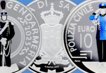 gendarmeria e polizia civilie monete 10 euro argento proof colori san marino collezione numismatica 2025 poste e-shop tiratura limitata antonella napolione