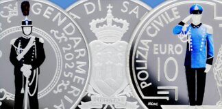 gendarmeria e polizia civilie monete 10 euro argento proof colori san marino collezione numismatica 2025 poste e-shop tiratura limitata antonella napolione