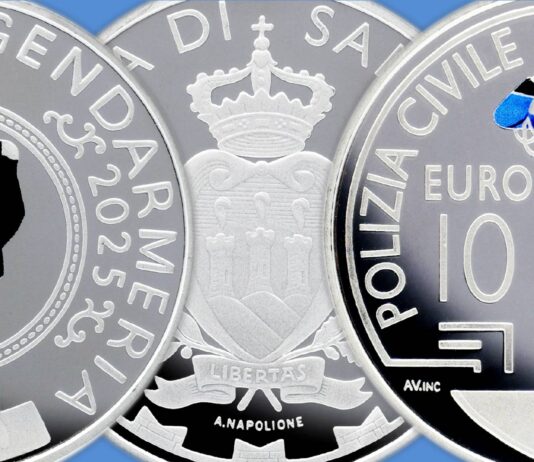 gendarmeria e polizia civilie monete 10 euro argento proof colori san marino collezione numismatica 2025 poste e-shop tiratura limitata antonella napolione