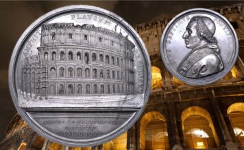 primo restauro del colosseo 1807 roma anfiteatro flavio raffaele stern sperone mattoni medaglia tommaso mercandetti argento bronzo ritratto numismatica