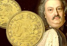 ranuccio i farnese moneta oro numismatica raraità scudo doppia quadrupla parma piacenza ducato castro guerra riscatto eolo mitologia