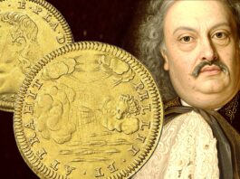 ranuccio i farnese moneta oro numismatica raraità scudo doppia quadrupla parma piacenza ducato castro guerra riscatto eolo mitologia