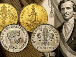 banca di sussidio per il piccolo commercio firenze 1848 granducato di toscana leopoldo asburgo lorena bettino ricasoli lira fiorino ruspone quattrino soldo monete banconote