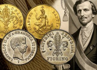 banca di sussidio per il piccolo commercio firenze 1848 granducato di toscana leopoldo asburgo lorena bettino ricasoli lira fiorino ruspone quattrino soldo monete banconote