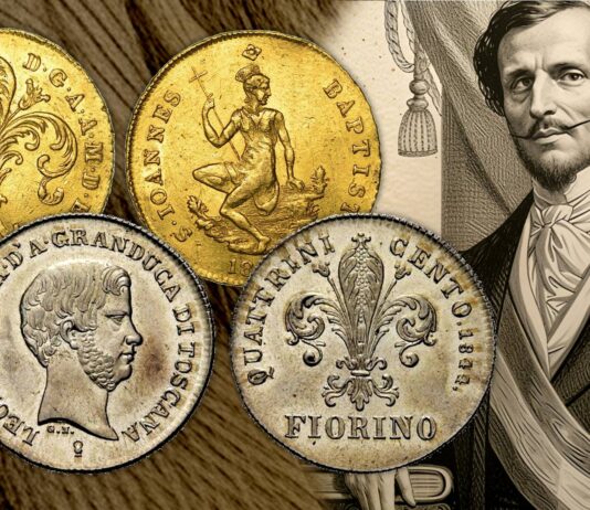 banca di sussidio per il piccolo commercio firenze 1848 granducato di toscana leopoldo asburgo lorena bettino ricasoli lira fiorino ruspone quattrino soldo monete banconote