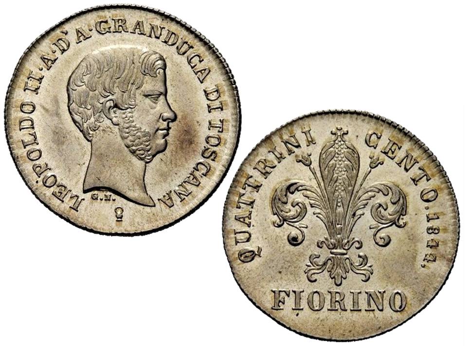 banca di sussidio per il piccolo commercio firenze 1848 granducato di toscana leopoldo asburgo lorena bettino ricasoli lira fiorino ruspone quattrino soldo monete banconote