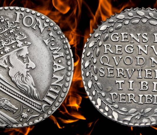 giulio iii chiocchi del monte testone piedfort moneta argento rarità numismatica bibbia scisma chiesa eresia