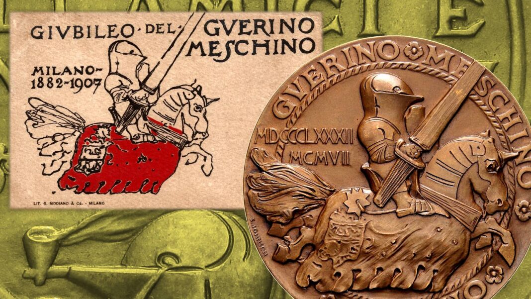 guerin meschino giornale periodico satira umorismo milano scapigliatura francesco pozza medaglia giubileo 1882 1907 cavaliere numismatica collezione asta inasta