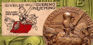 guerin meschino giornale periodico satira umorismo milano scapigliatura francesco pozza medaglia giubileo 1882 1907 cavaliere numismatica collezione asta inasta