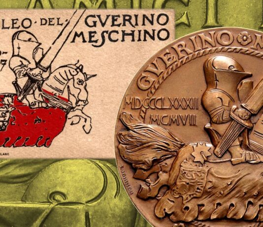 guerin meschino giornale periodico satira umorismo milano scapigliatura francesco pozza medaglia giubileo 1882 1907 cavaliere numismatica collezione asta inasta