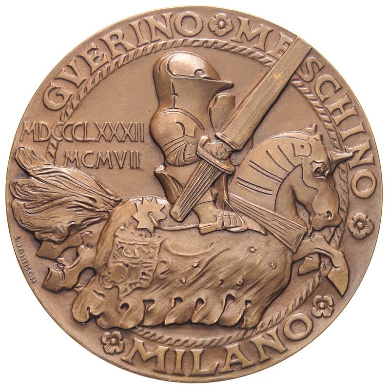 guerin meschino giornale periodico satira umorismo milano scapigliatura francesco pozza medaglia giubileo 1882 1907 cavaliere numismatica collezione asta inasta