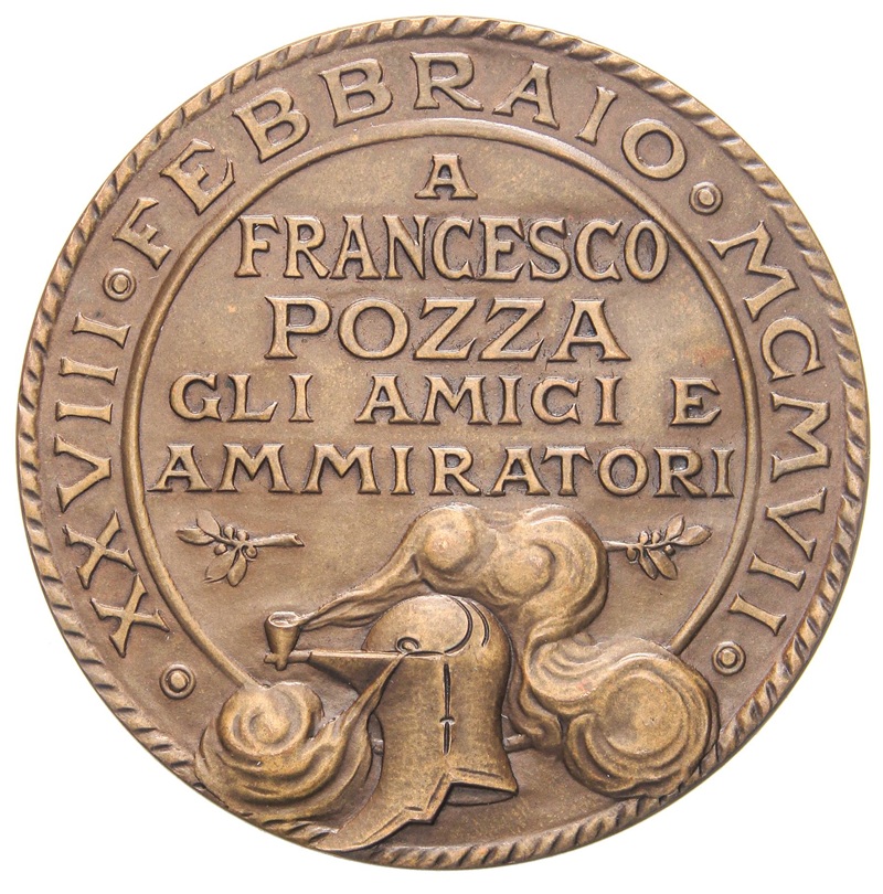 guerin meschino giornale periodico satira umorismo milano scapigliatura francesco pozza medaglia giubileo 1882 1907 cavaliere numismatica collezione asta inasta