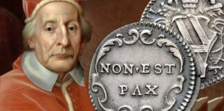 mezzo grosso argento moneta clemente xii corsini rarità non est pax massoneria satira numismatica