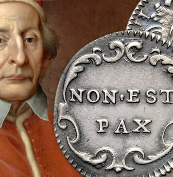 mezzo grosso argento moneta clemente xii corsini rarità non est pax massoneria satira numismatica