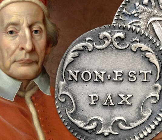 mezzo grosso argento moneta clemente xii corsini rarità non est pax massoneria satira numismatica