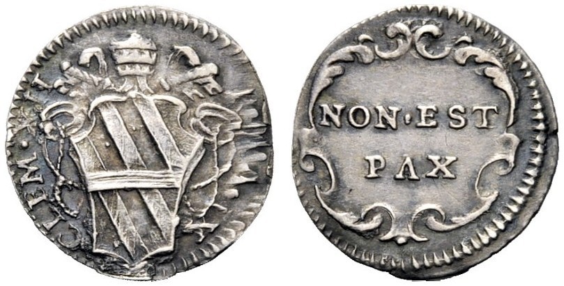 mezzo grosso argento moneta clemente xii corsini rarità non est pax massoneria satira numismatica