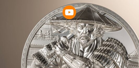 moneta samurai d'argento isole cook cit coin invest tiratura limitata guerriero combattente bushido giappone sol levante tradizione katana