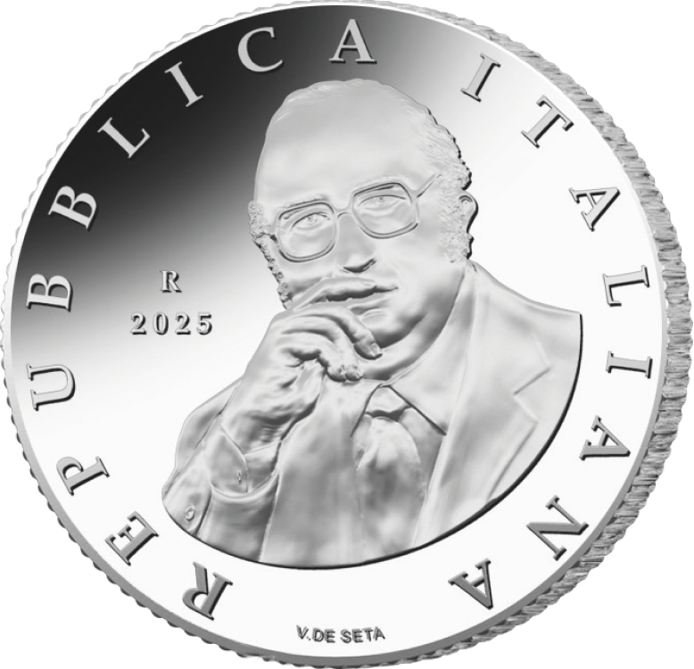 moneta da 5 euro per giovanni spadolini argento ipzs proof collezione numismatica senato governo garibaldi partito repubblicano ministro giornalista storico professore