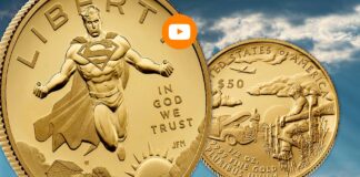 moneta usa per superman 50 dollari oro mezza oncia clark kent dc comics fumetti cinema supereroe batman wonder woman
