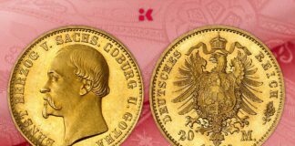 più rara moneta impero tedesco 20 marchi oro sassonia coburgo gotha 1872 asta numismatica kuenker collezione valore coinsweekly
