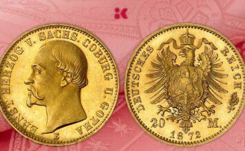 più rara moneta impero tedesco 20 marchi oro sassonia coburgo gotha 1872 asta numismatica kuenker collezione valore coinsweekly