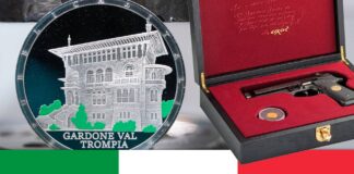 moneta celebrativa per beretta rmi pistola fucile caccia guerra 5 euro argento gardone val trompia modello 92 FS ducato bolaffi oro zecchino venezia numismatica ipzs