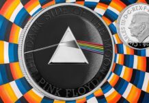 the dark side of the moon pink floyd album rock hit parade billoboard royal mint moneta monete colori numismatica musica collezionismo concerti fan