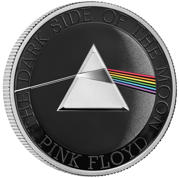 the dark side of the moon pink floyd album rock hit parade billoboard royal mint moneta monete colori numismatica musica collezionismo concerti fan