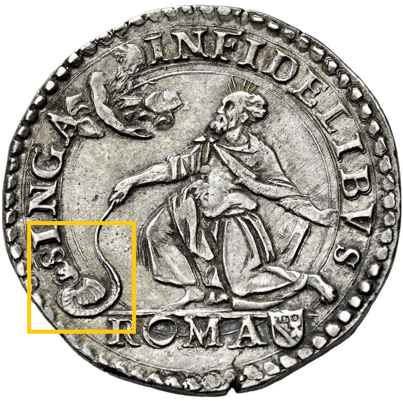 testoni di gregorio xiii moneta argento rarità numismatica stato pontificio bastone mosè esodo serpente drago miracolo dio faraone potere fede signa infidelibus