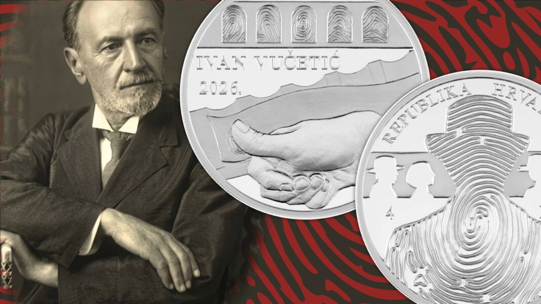 tre monete per ivan vučetić euro oro argento inventore croazia impronte digitali scienza forense crimine delitto omicidio strage furto rapina numismatica miriam mazzali
