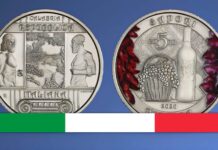 CIRÒ, PEPERONCINI E CIPOLLE DI TROPEA: i sapori di Calabria in moneta sapori di calabria cirò cipolle tropea peperoncino nduja caciocavallo soppressata monetsa 5 euro enogastronomia italia ipzs marta bonifacio collezionismo numismatica