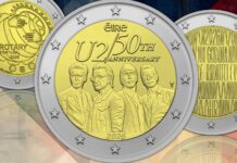 commemorative da 2 euro moneta monete irlanda u2 pop rock croazia radio tv portogallo rorary international numismatica collezione