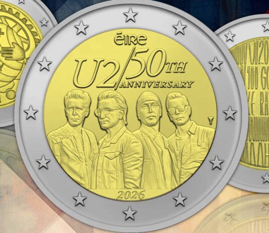 commemorative da 2 euro moneta monete irlanda u2 pop rock croazia radio tv portogallo rorary international numismatica collezione